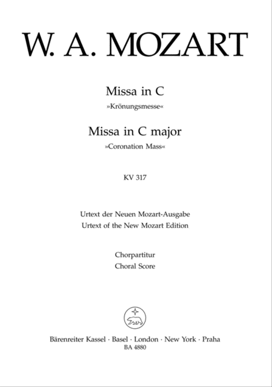 Missa C major, KV 317 'Coronation Mass' 4-Part scores gallery preview page 1