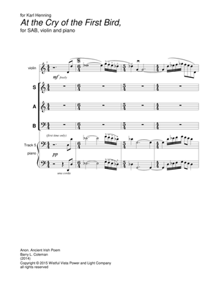 "At the Cry of the First Bird",violin and piano score