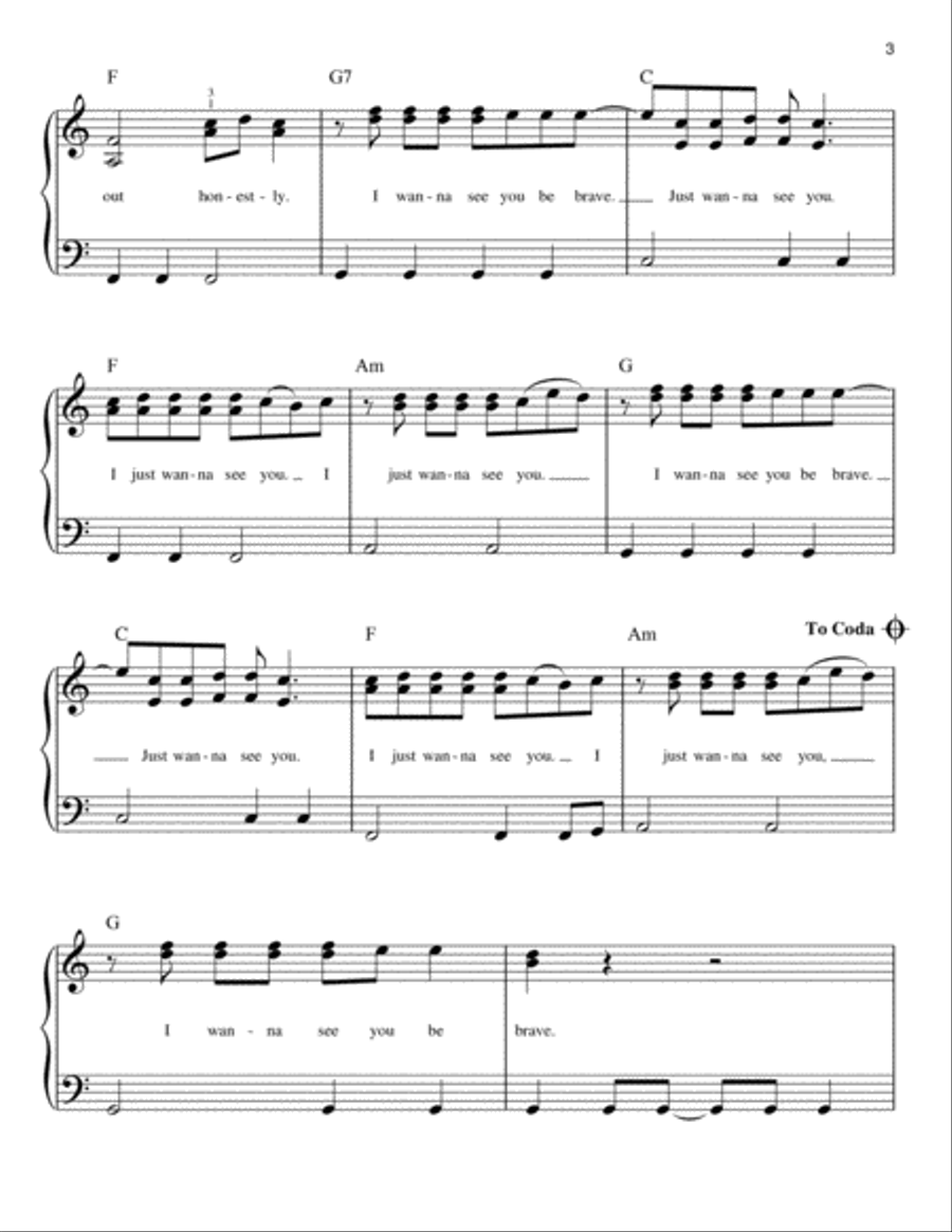 Brave Brave Easy Piano scores gallery preview page 3