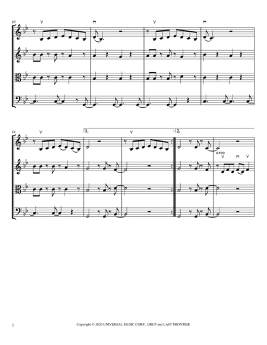 Billie Bossa Nova String Quartet scores gallery preview page 2