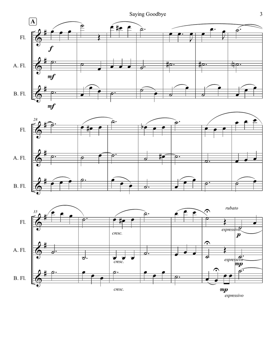 Saying Goodbye Saying Goodbye Flute Choir scores gallery preview page 4