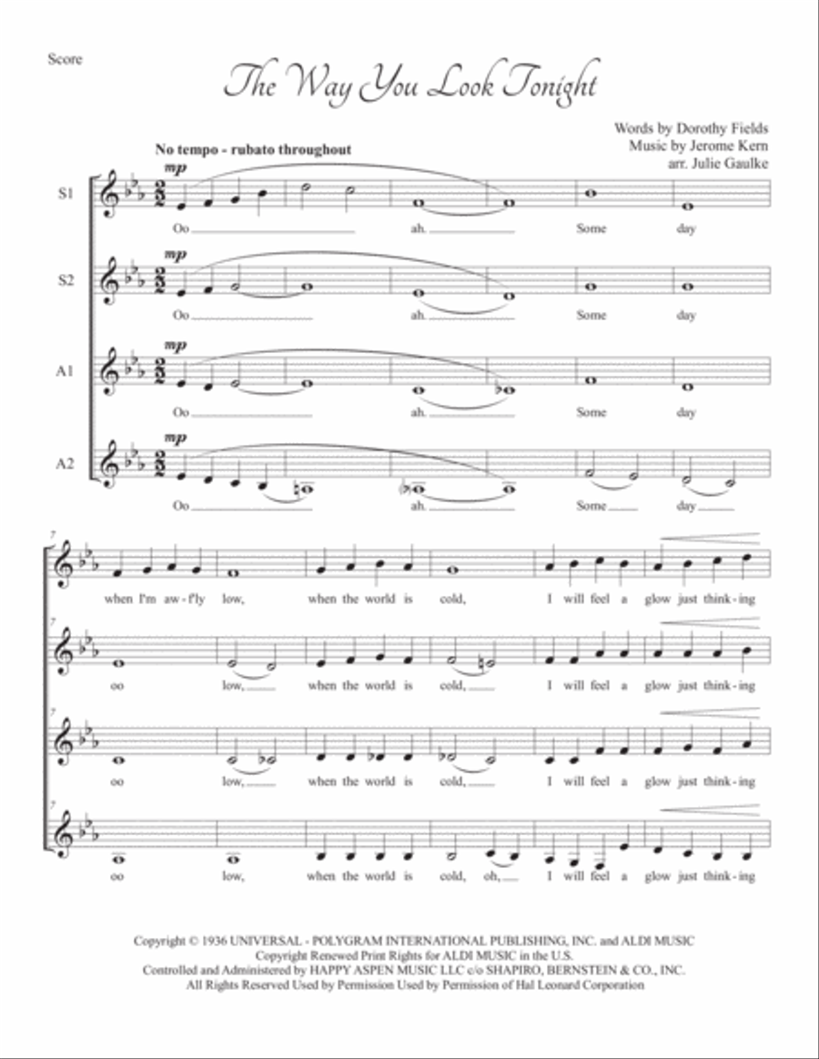 The Way You Look Tonight SSAA scores gallery preview page 1