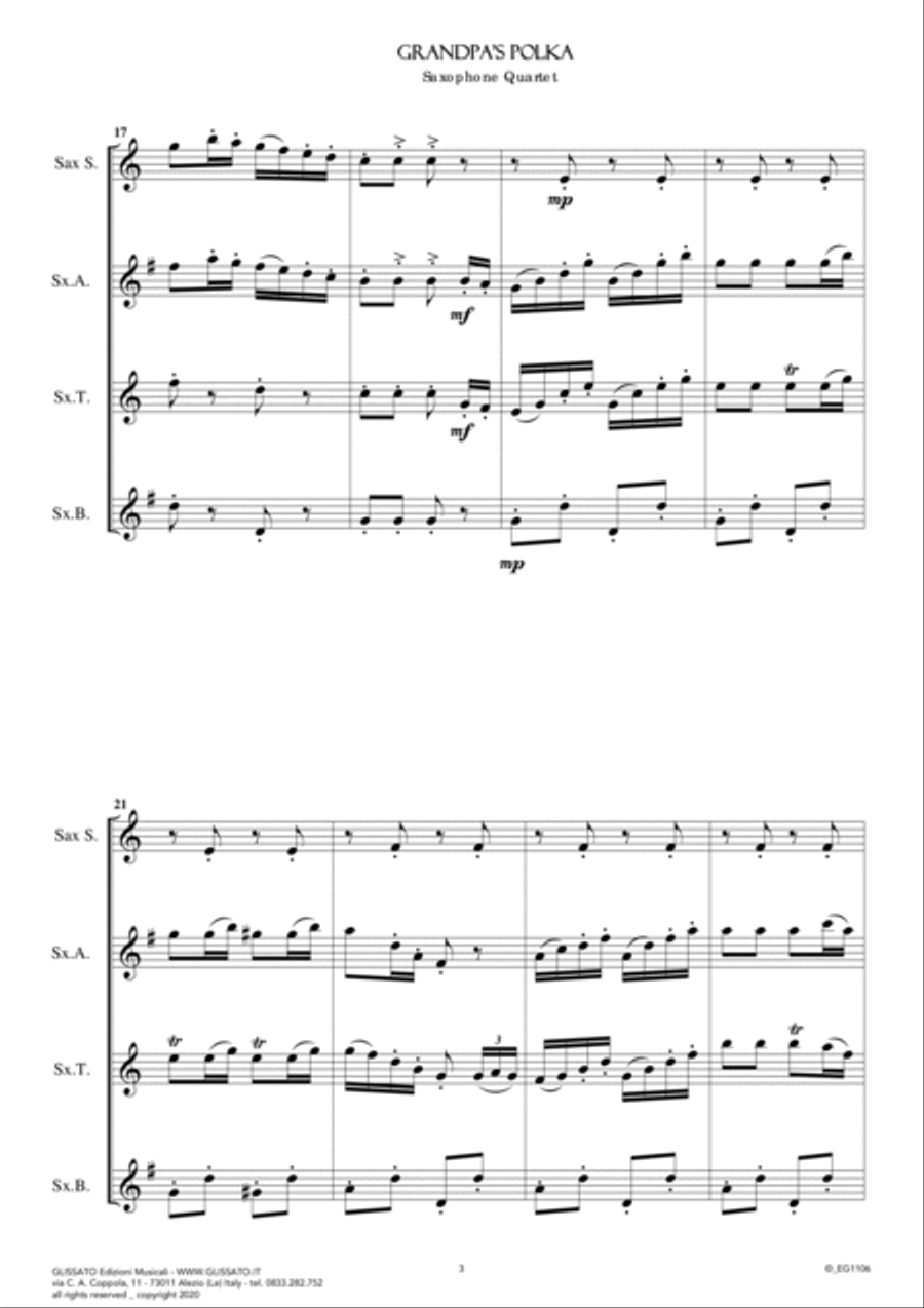 Saxophone Quartet: Grandpa's Polka (score & parts) image number null