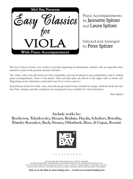 Easy Classics for Viola by Peter Spitzer Piano Accompaniment - Digital Sheet Music