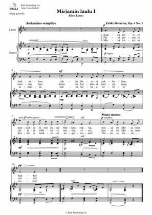 Mirjamin laulu 1, Op. 4 No. 3 (G Major)