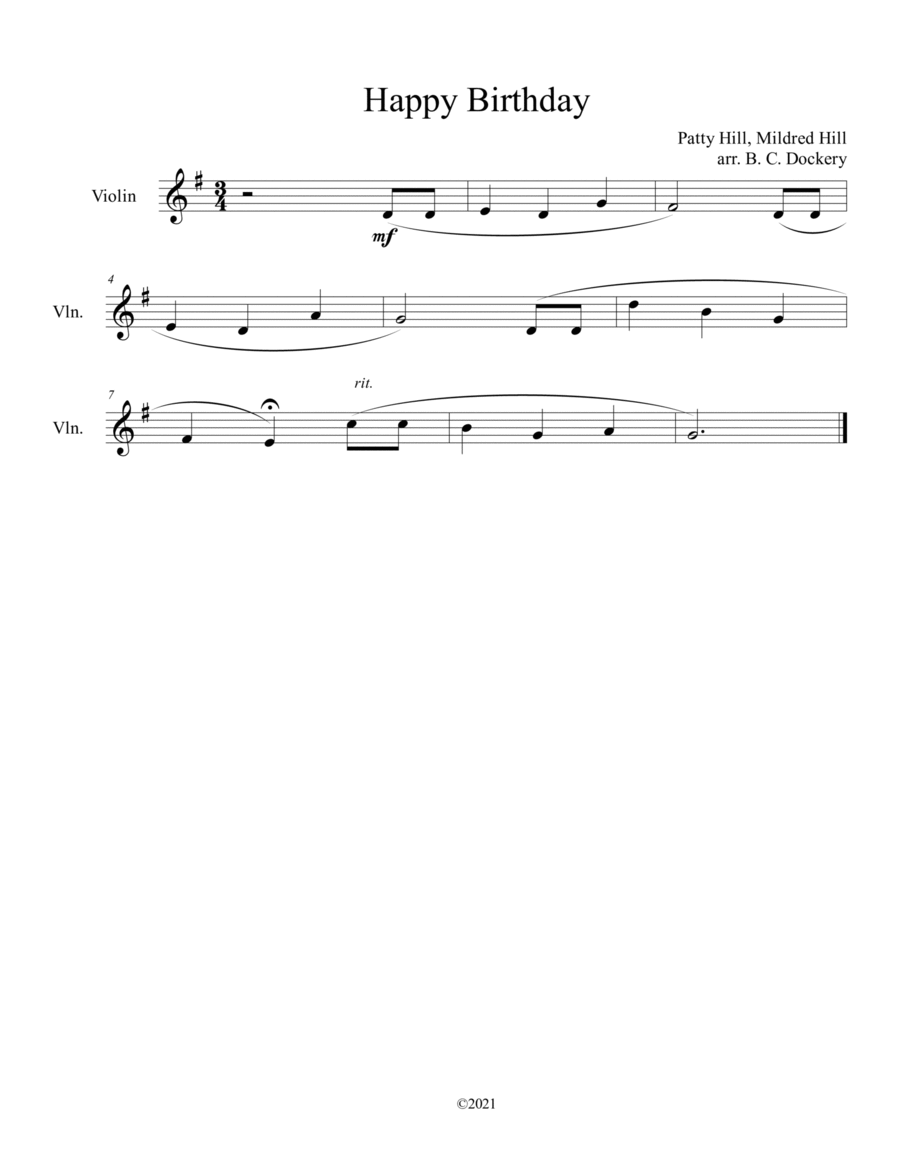 Happy Birthday for Violin Violin Solo scores gallery preview page 1