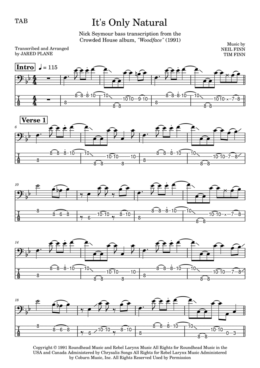 It's Only Natural Guitar Tablature scores gallery preview page 1