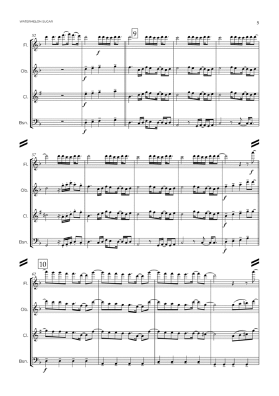 Watermelon Sugar Woodwind Quartet scores gallery preview page 6