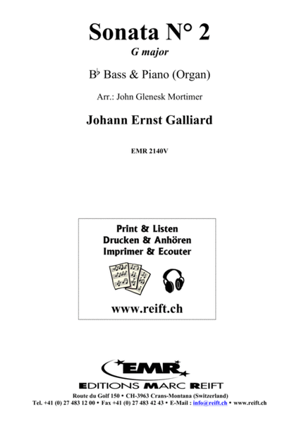 Sonata No. 2 in G Major by Johann Ernst Galliard Organ - Sheet Music