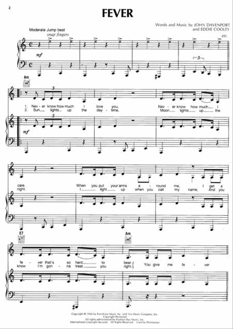 Fever Piano, Vocal, Guitar scores gallery preview page 2
