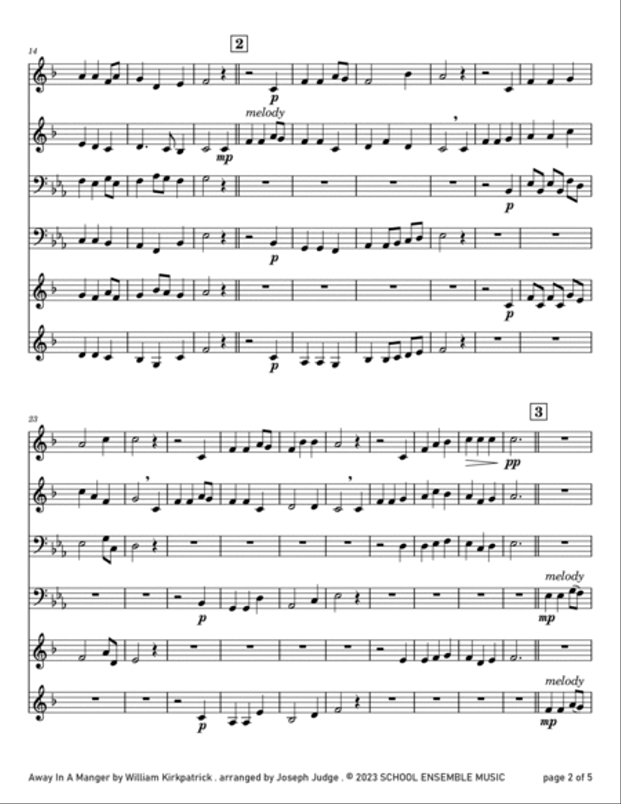 Away In A Manger for Brass Quartet in Schools Brass Quartet scores gallery preview page 2