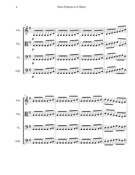 Moto Perpetuo in G Major, for children string orchestra. SCORE & PARTS. image number null