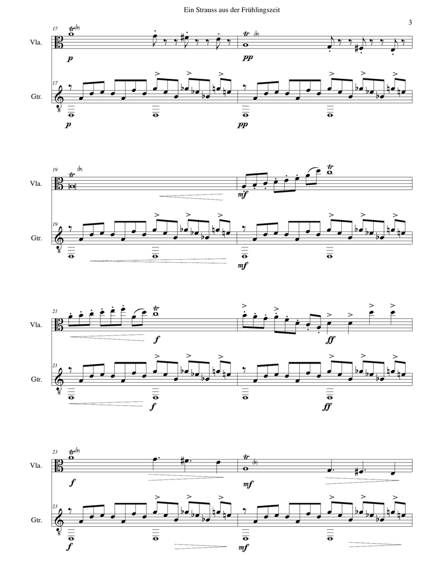 Ein Strauss aus der Frühlingszeit (A bunch of flowers from springtime) for viola and guitar String Duet scores gallery preview page 3