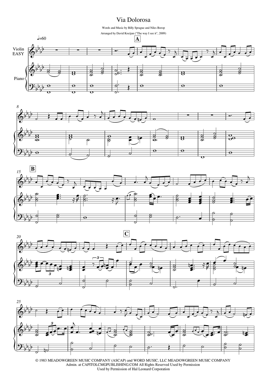 Via Dolorosa Via Dolorosa Violin Solo scores gallery preview page 1