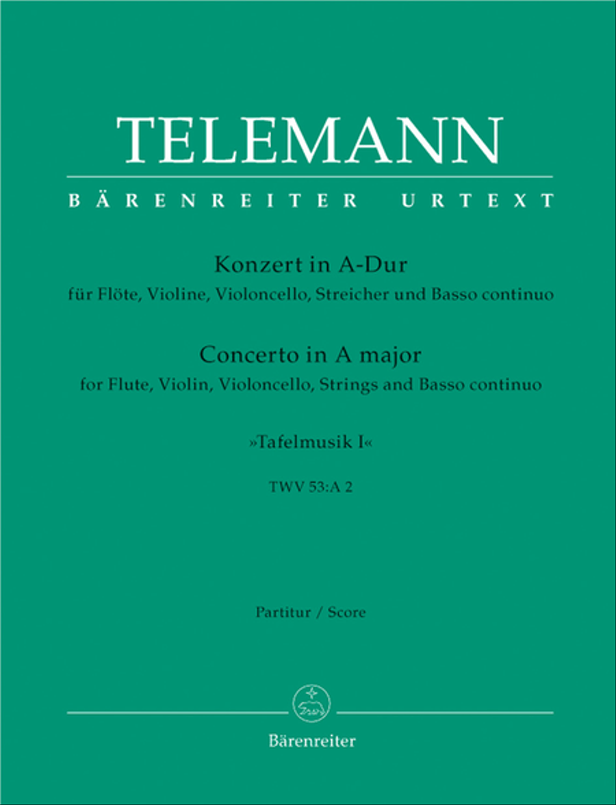 Concerto for Flute, Violin, Violoncello, Strings and Basso Continuo in A major TWV 53:A 2 Orchestra scores gallery preview page 1