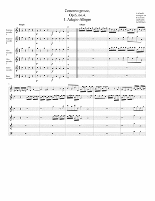 Concerto grosso, Op.6, no.4 (arrangement for 6 recorders)