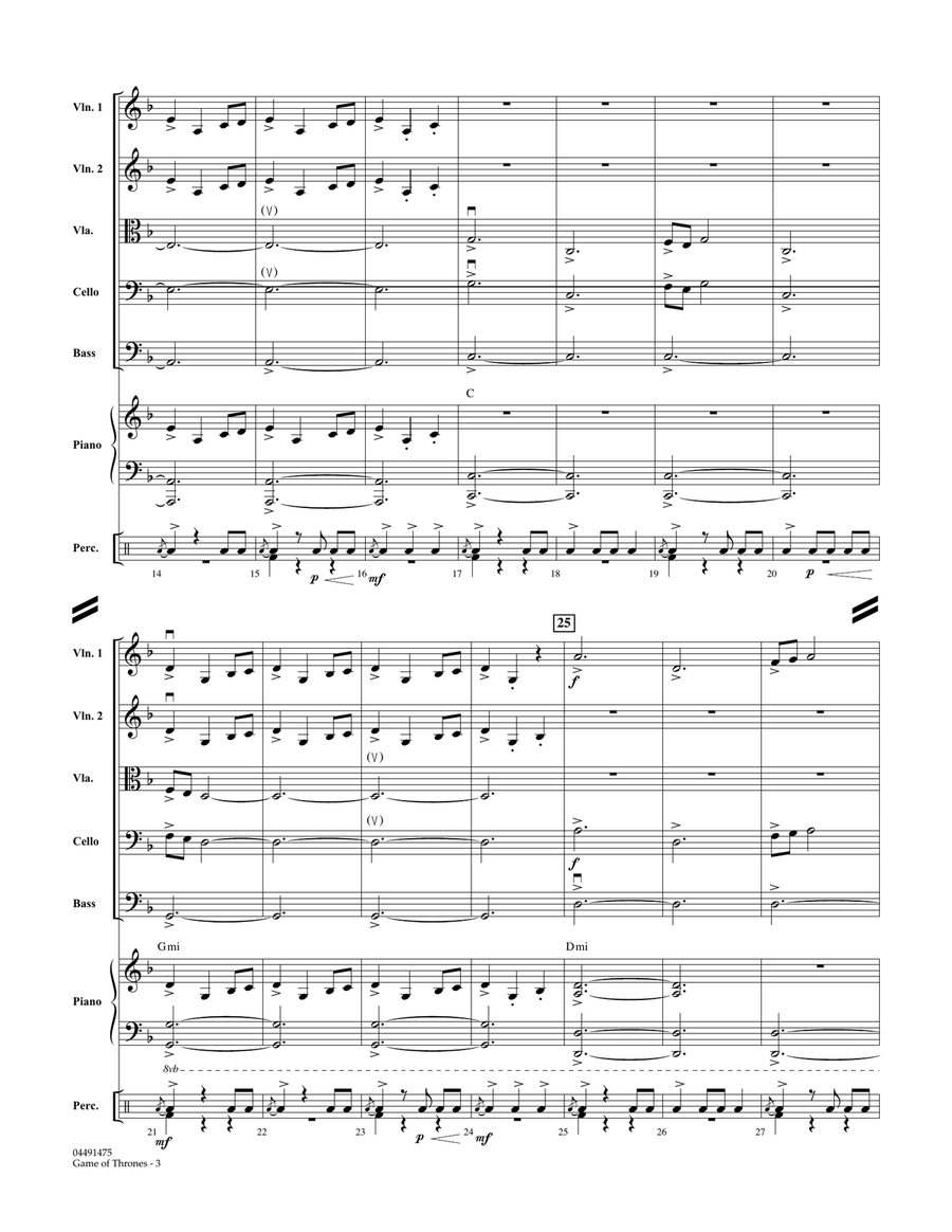 Game of Thrones (arr. Larry Moore) - Conductor Score (Full Score) Orchestra scores gallery preview page 3