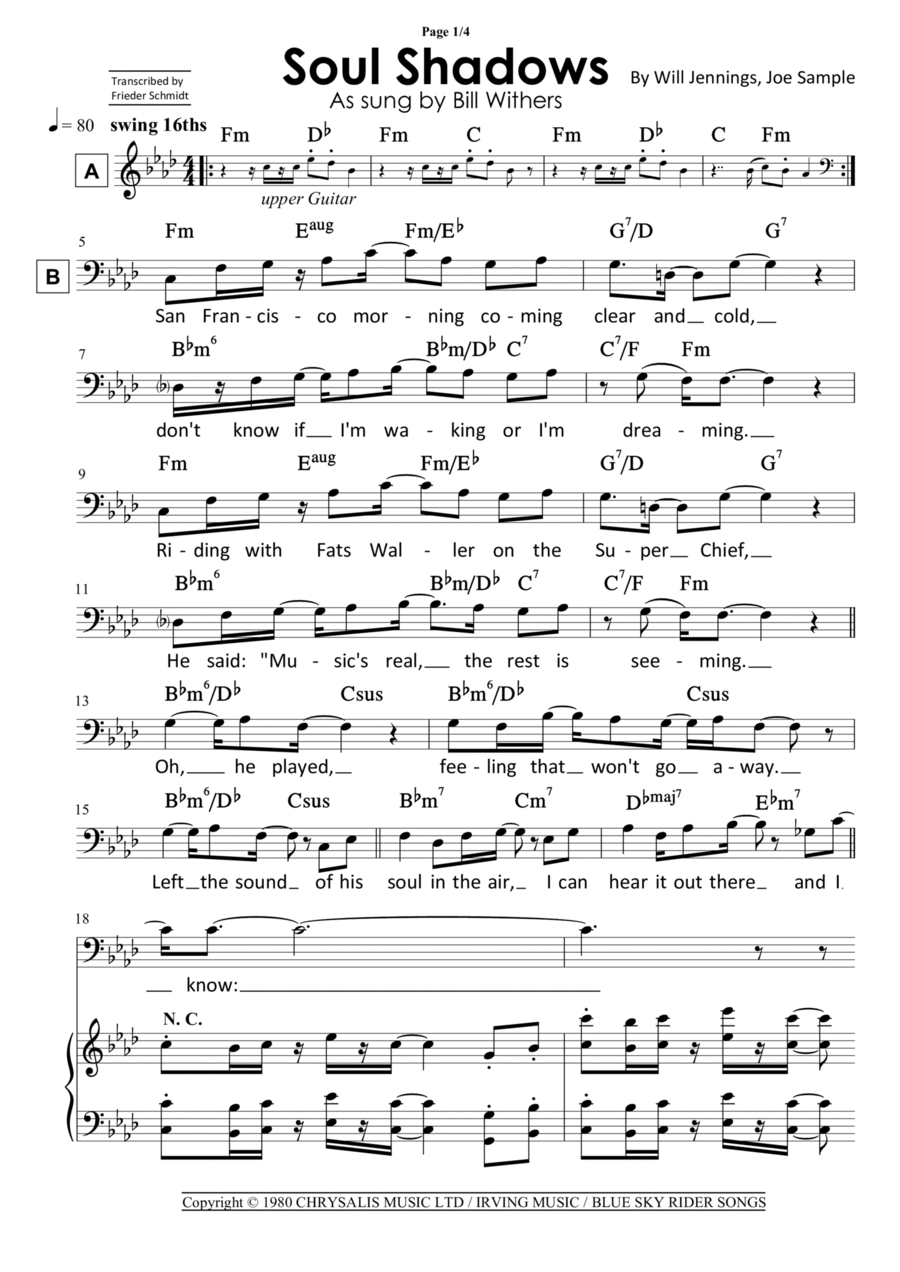 Soul Shadows by Joe Sample - Piano - Digital Sheet Music