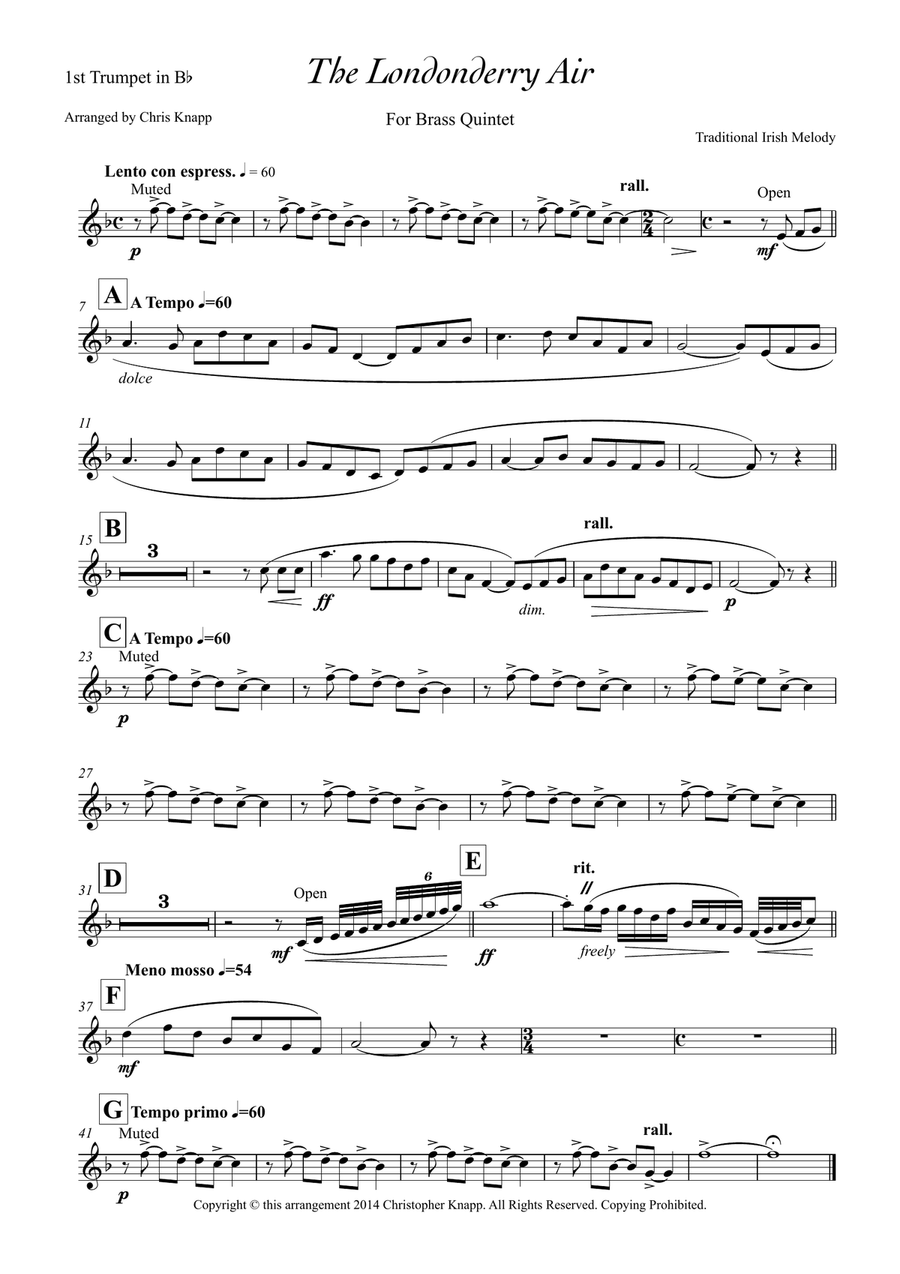 The Londonderry Air (Danny Boy) Brass Quintet scores gallery preview page 4
