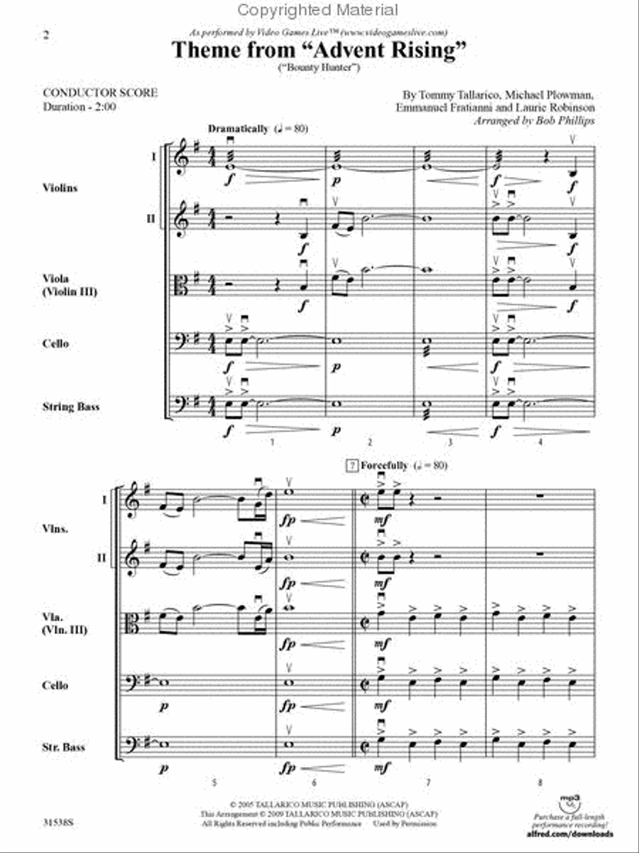 Theme from Advent Rising (Bounty Hunter) String Orchestra scores gallery preview page 2