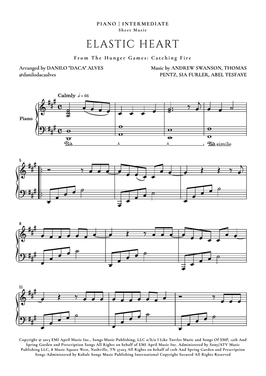 Elastic Heart Piano Solo scores gallery preview page 1