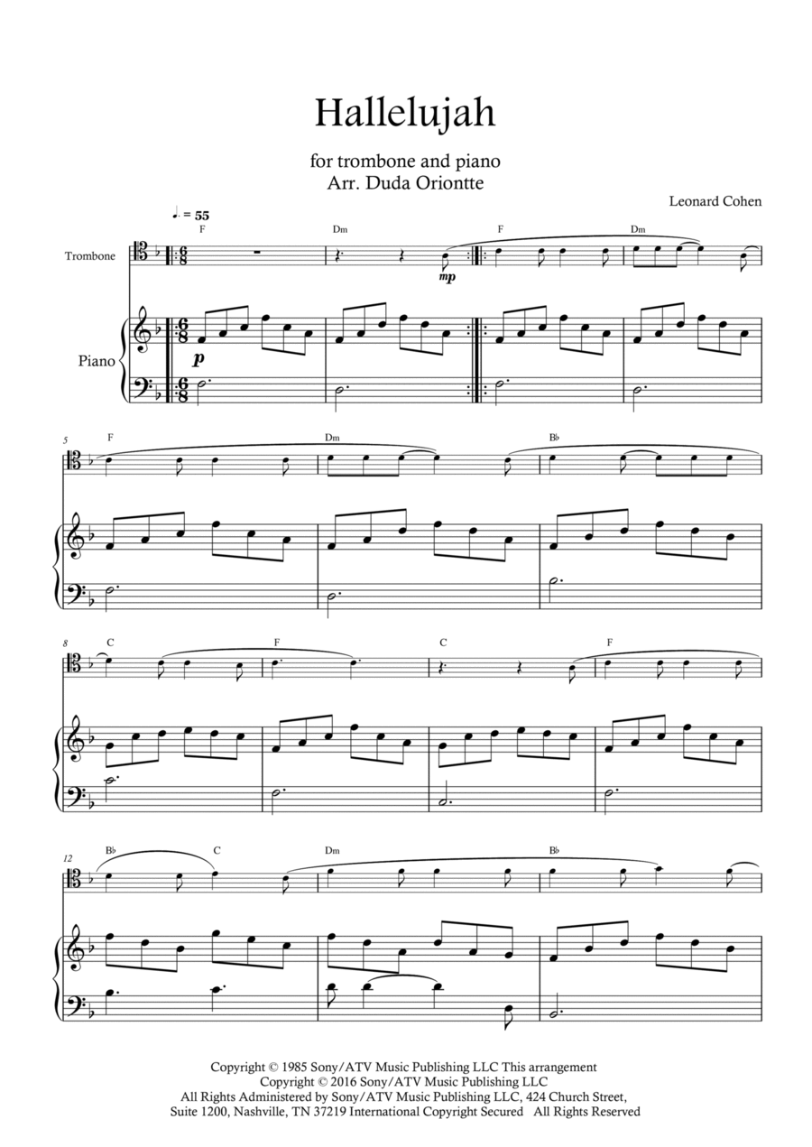 Hallelujah Easy Piano scores gallery preview page 1