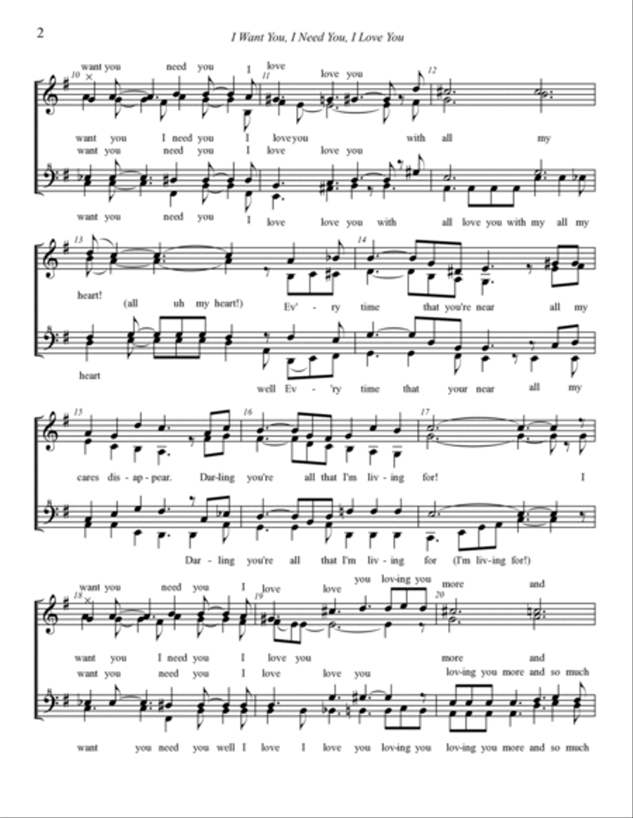 I Want You, I Need You, I Love You SSAA scores gallery preview page 2