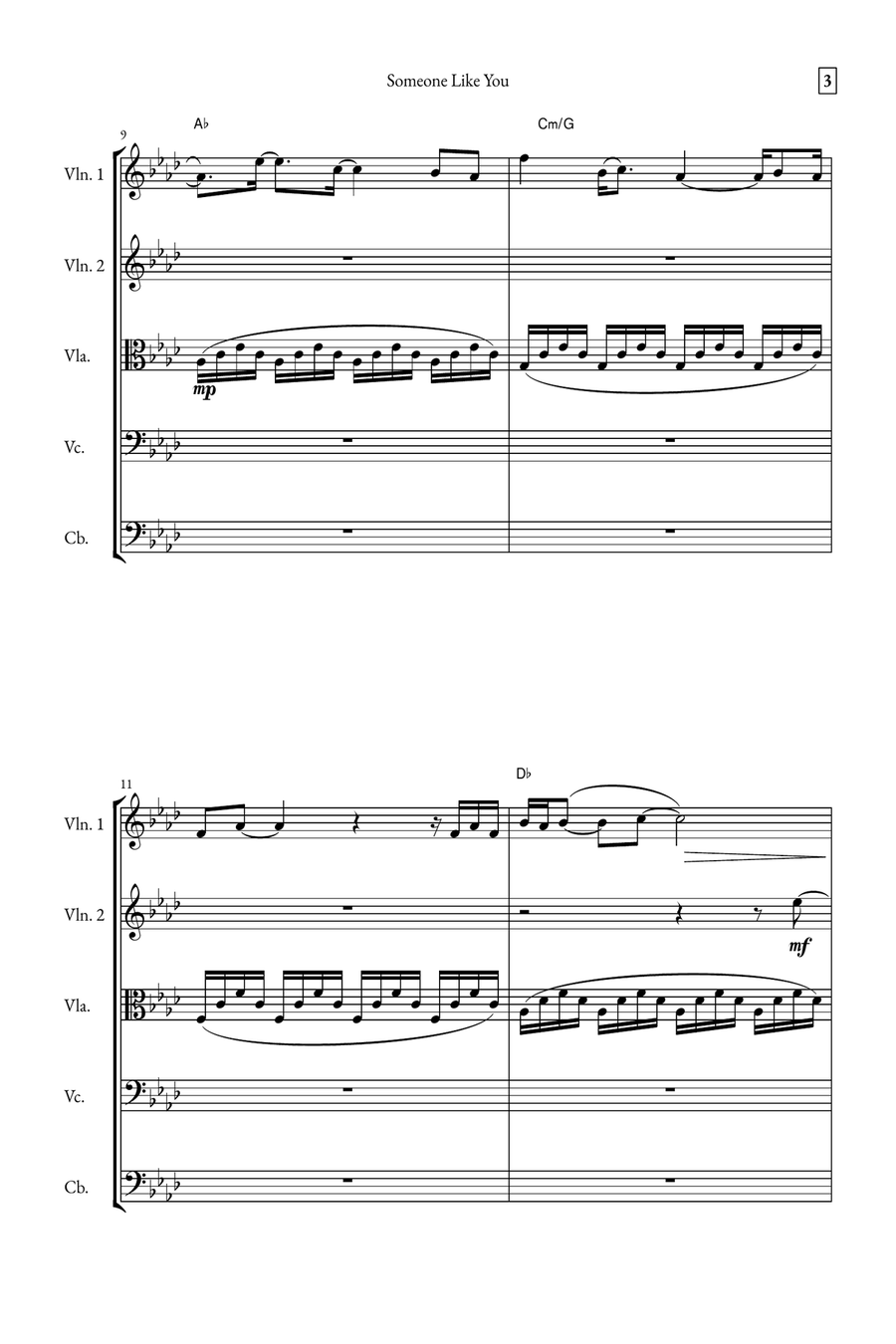Someone Like You String Quartet scores gallery preview page 3