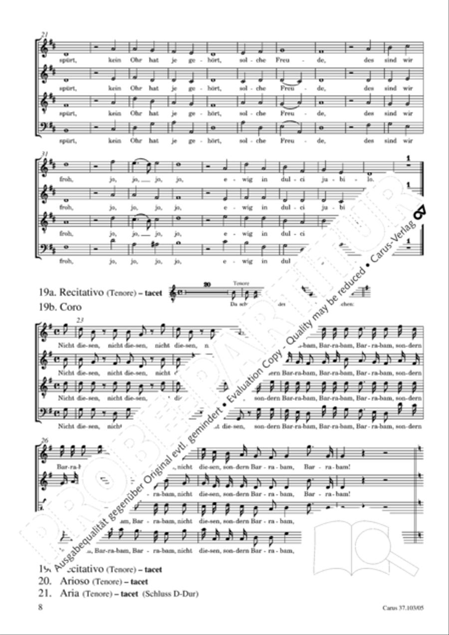 St. John Passion (Johannes-Passion) SSATB scores gallery preview page 9