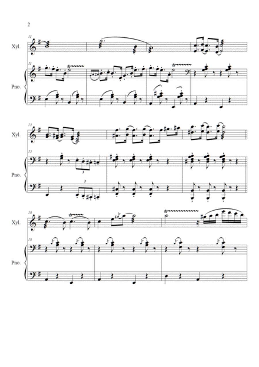 Finch Bird for Xylophone and Piano Piano scores gallery preview page 3