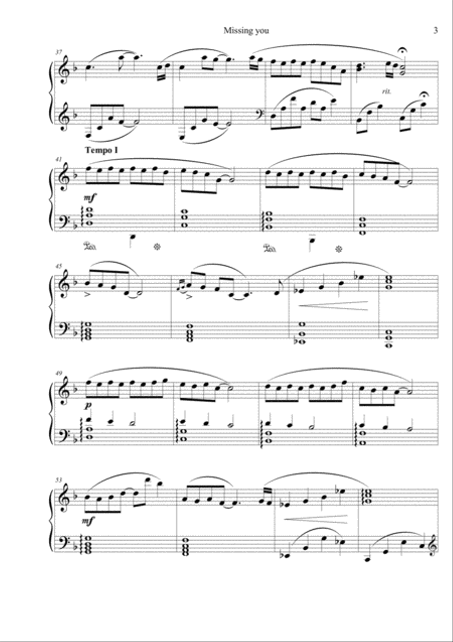 Missing you Piano Solo scores gallery preview page 3