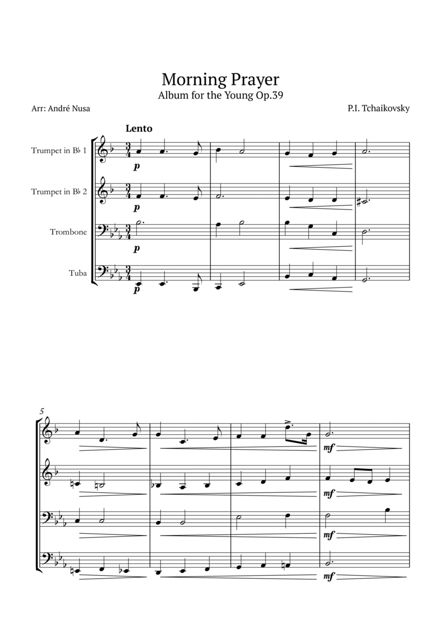 Morning Prayer Brass Quartet scores gallery preview page 1