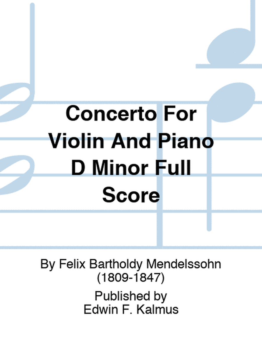 Concerto For Violin And Piano D Minor Full Score