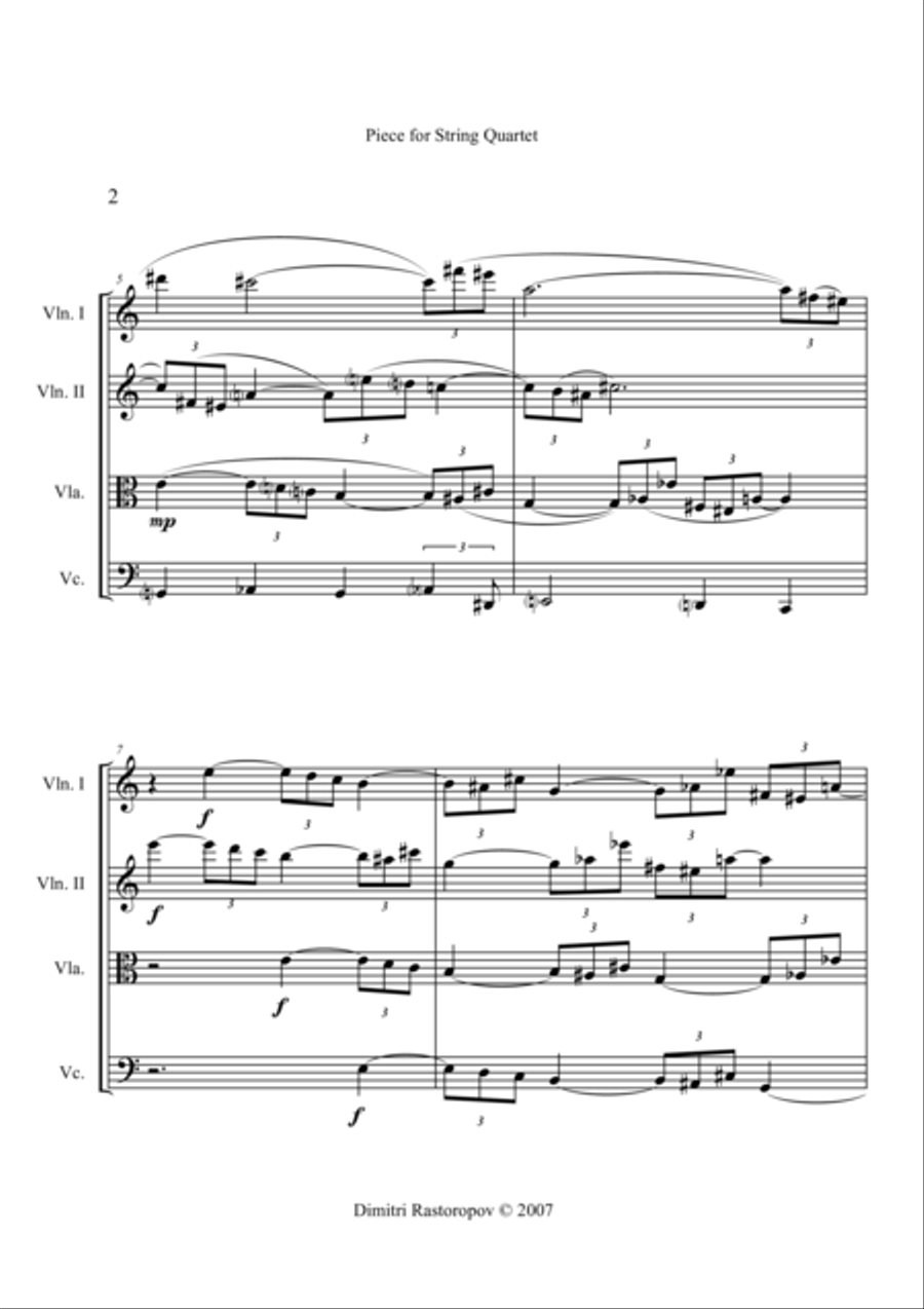 Piece for String Quartet String Quartet scores gallery preview page 2