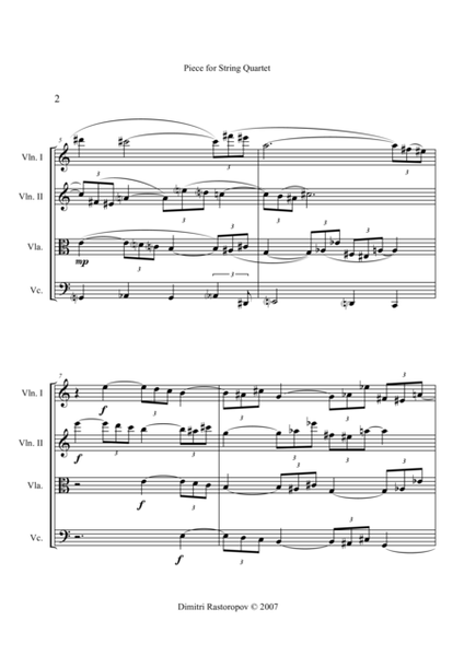 Piece for String Quartet String Quartet - Digital Sheet Music