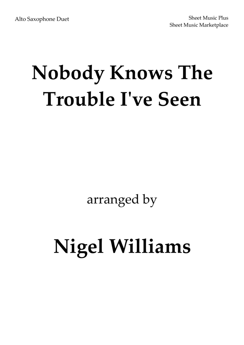 Nobody Knows The Trouble I've Seen, for Alto Saxophone Duet image number null