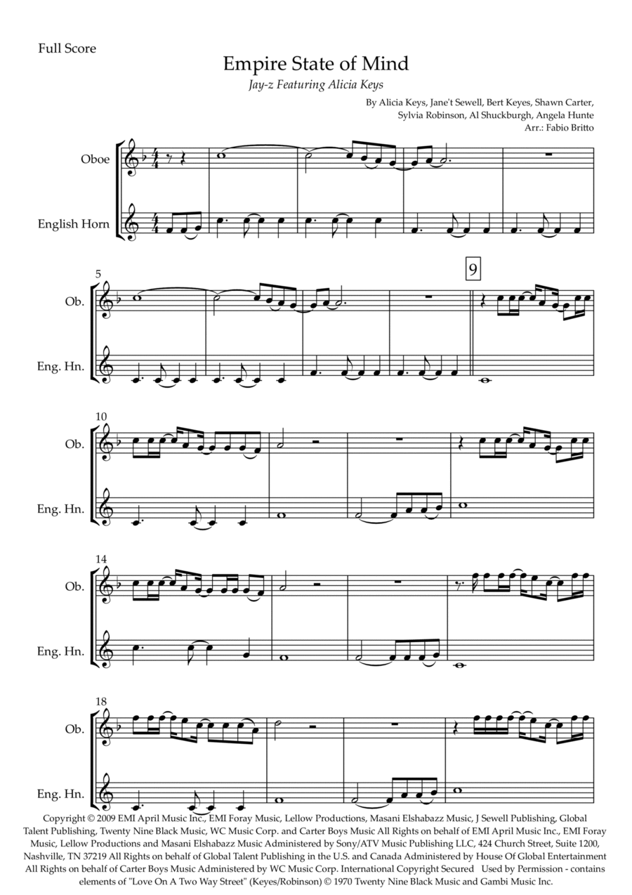 Empire State Of Mind Woodwind Duet scores gallery preview page 1
