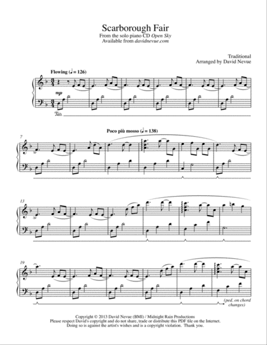 Scarborough Fair Piano Solo scores gallery preview page 1