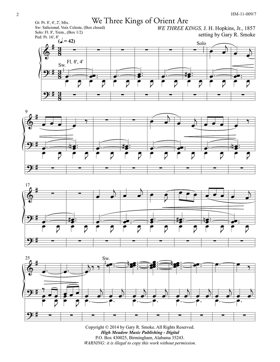 We Three Kings of Orient Are Organ Solo scores gallery preview page 2