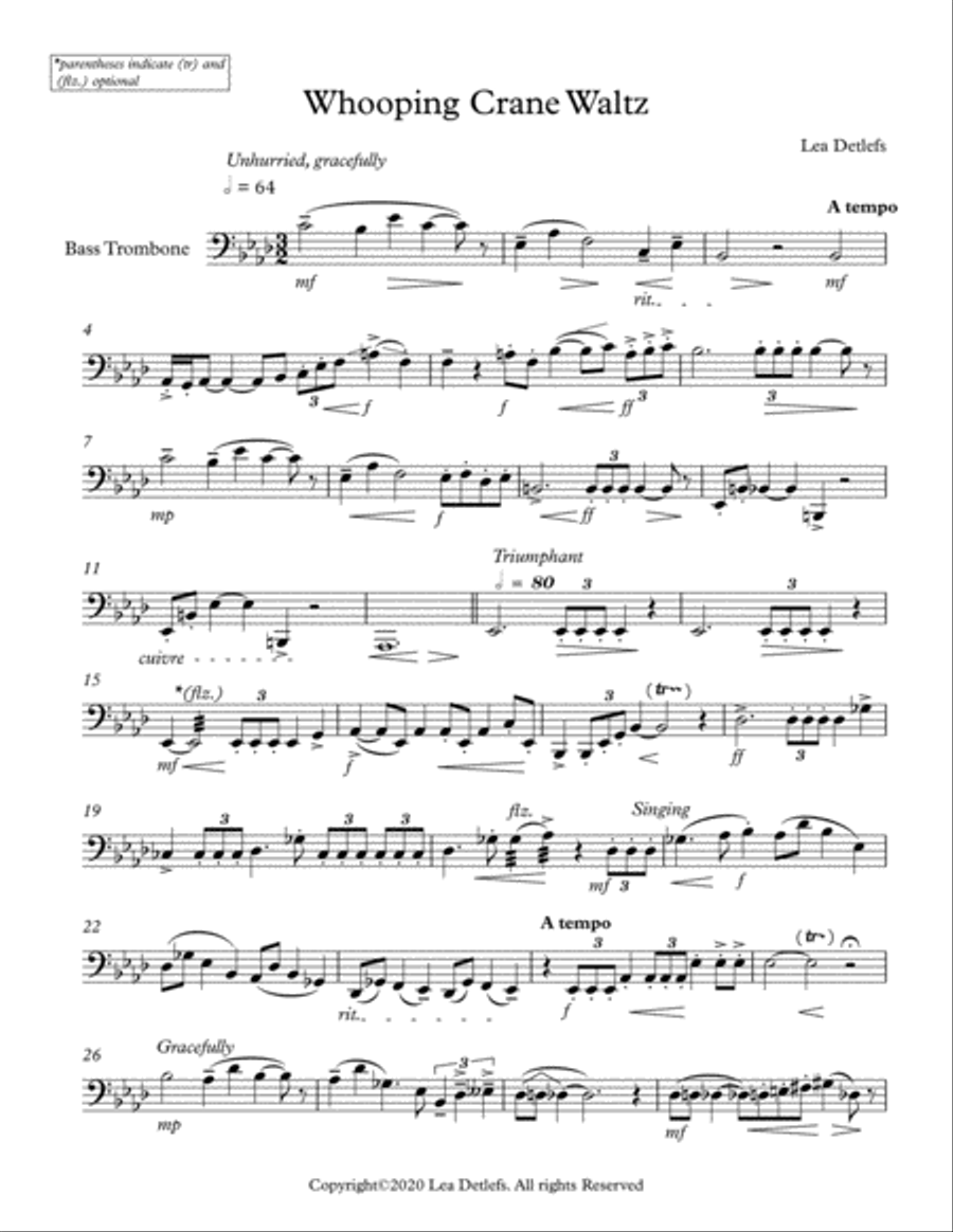 Whooping Crane Waltz Bass Trombone scores gallery preview page 2