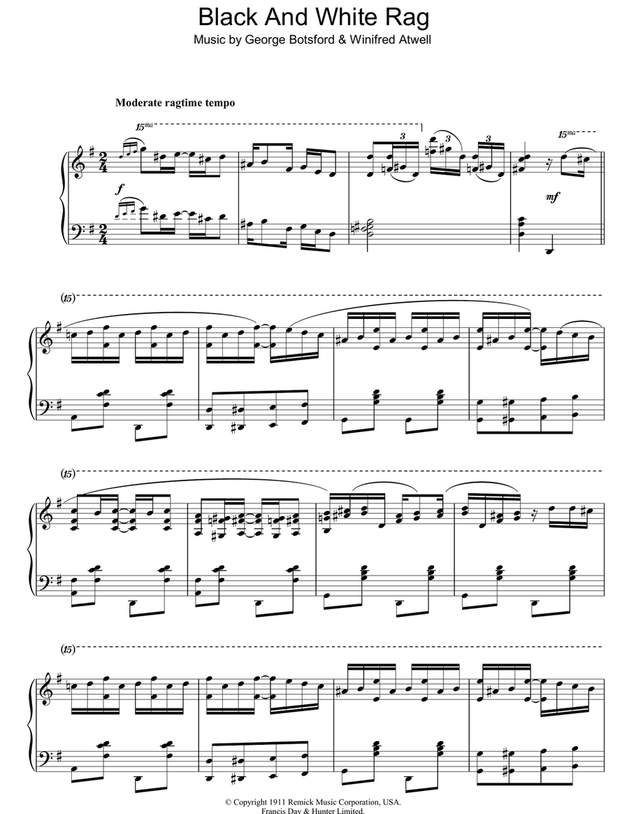 Black And White Rag Piano Solo scores gallery preview page 1