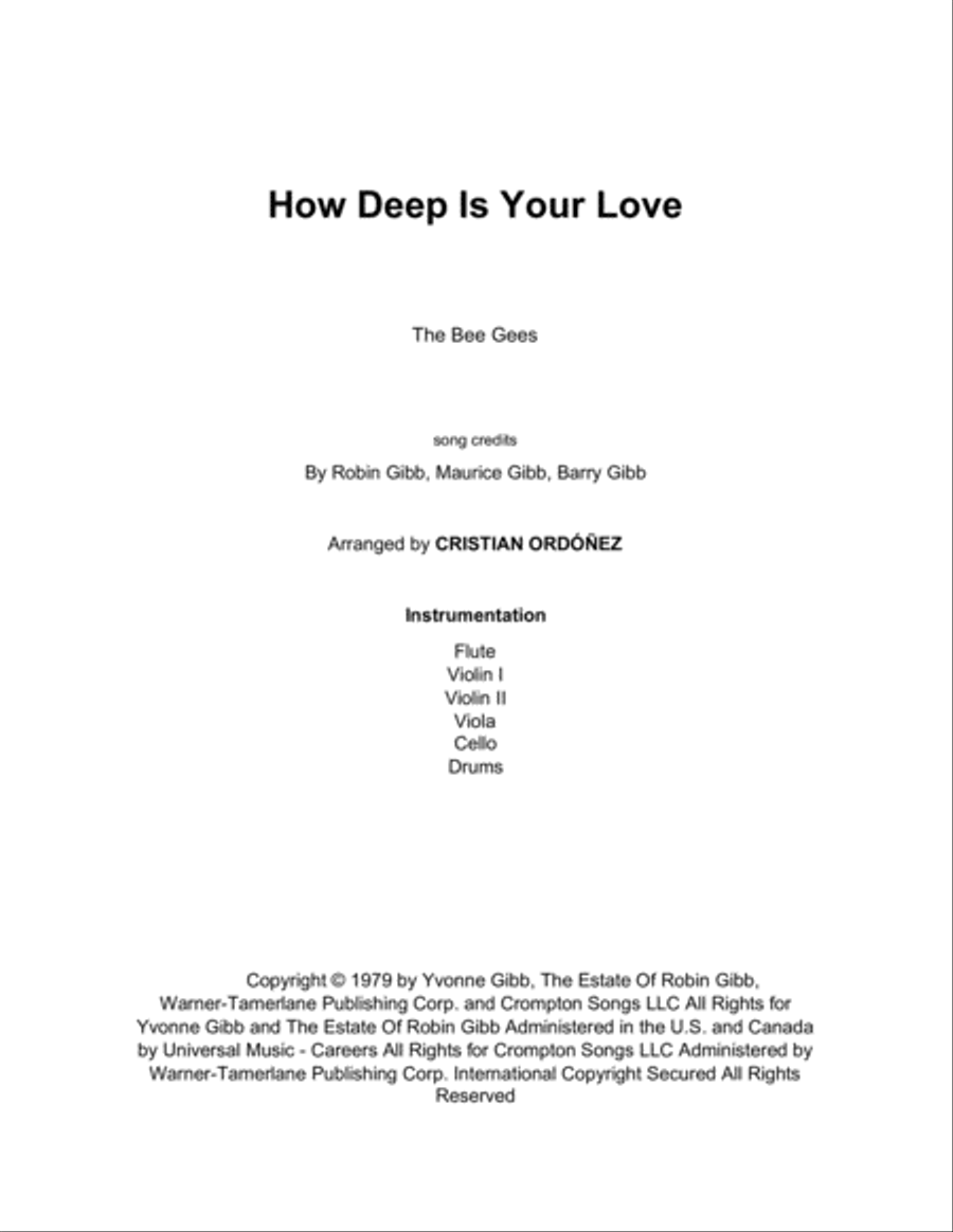 How Deep Is Your Love Small Ensemble scores gallery preview page 1