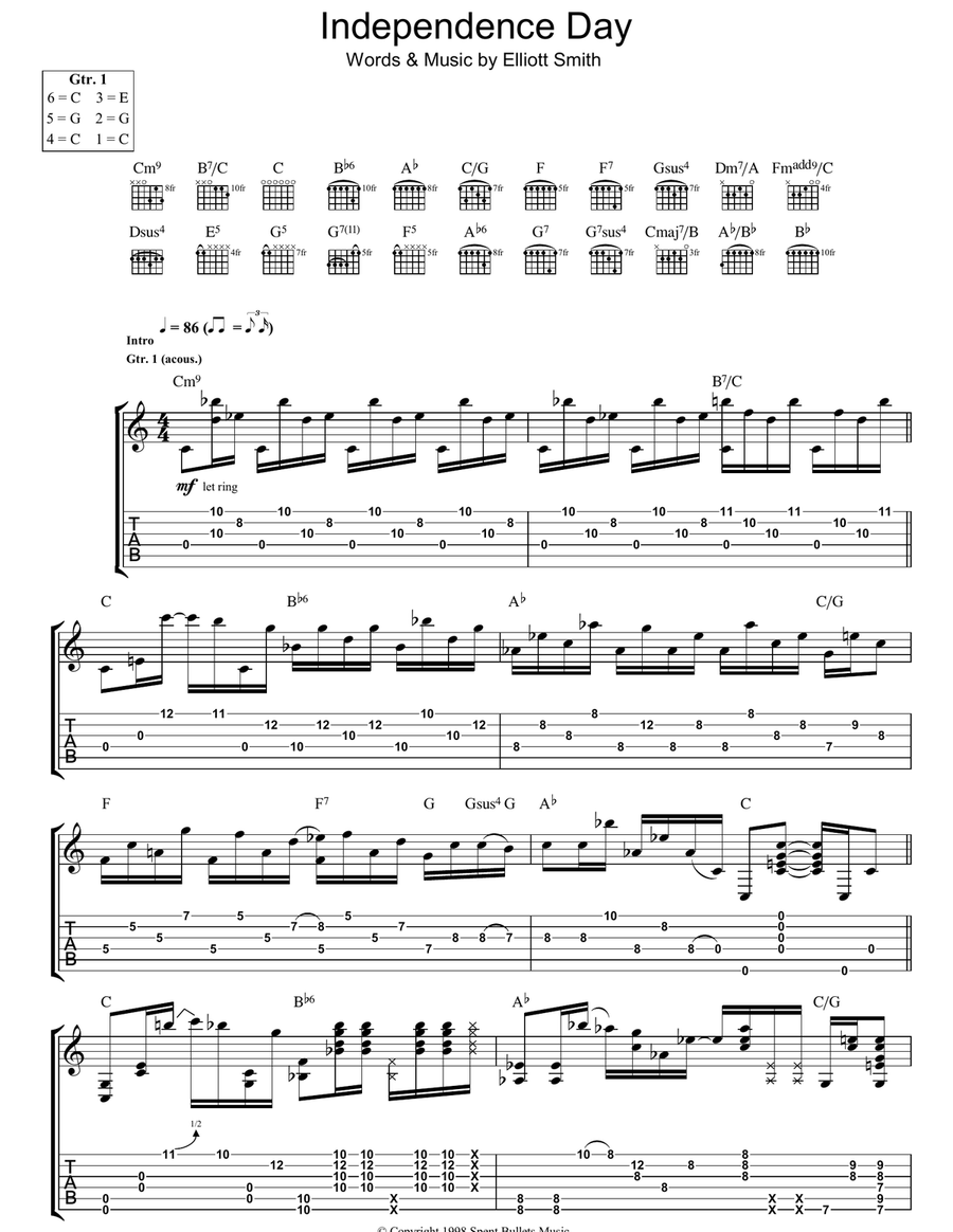 Independence Day Independence Day Guitar Tablature scores gallery preview page 1