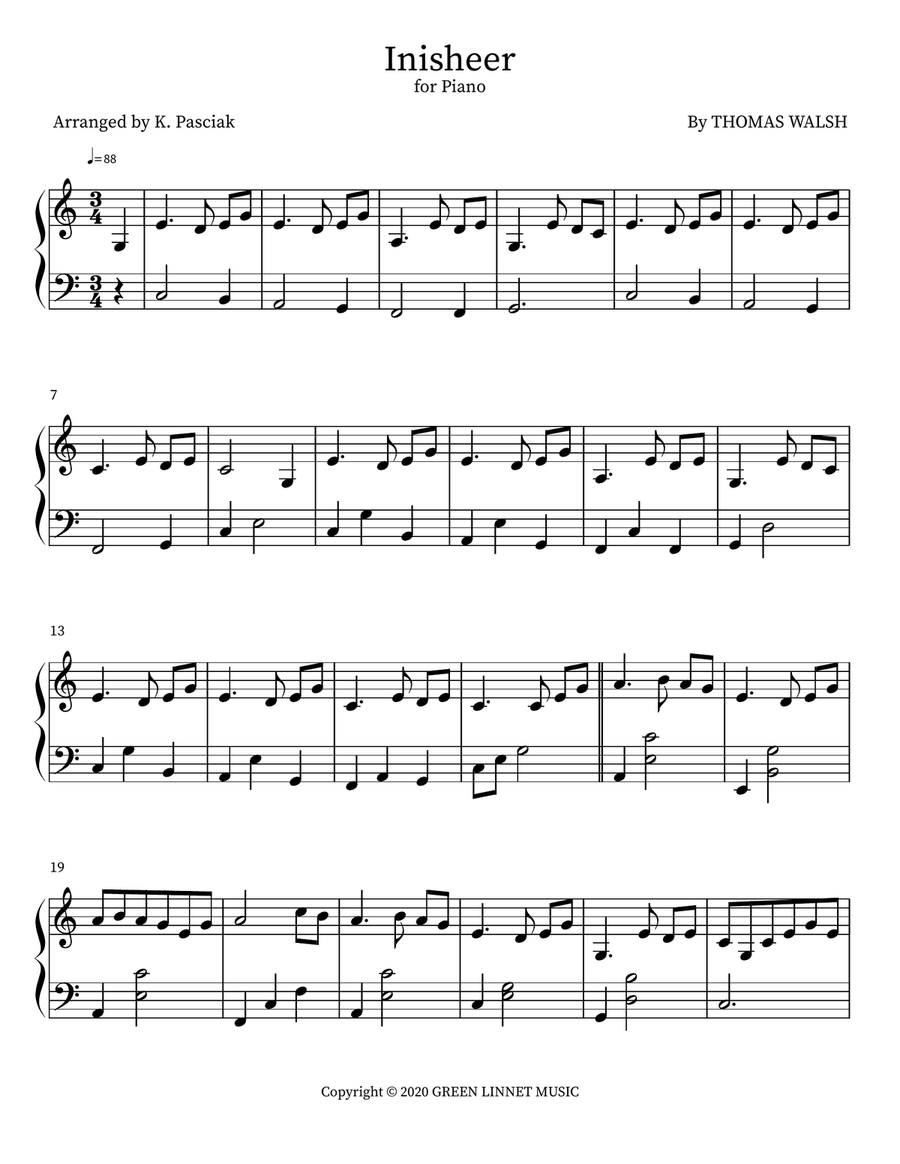 Inisheer Easy Piano scores gallery preview page 1