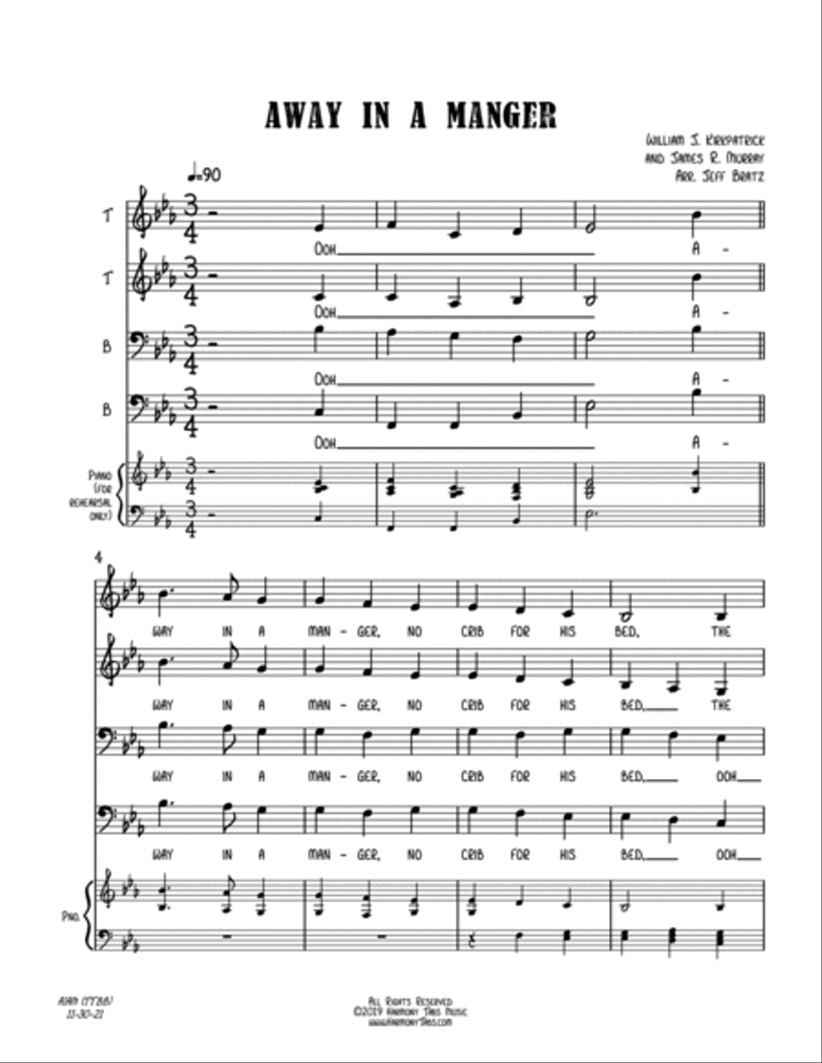 Away In A Manger TTBB scores gallery preview page 2
