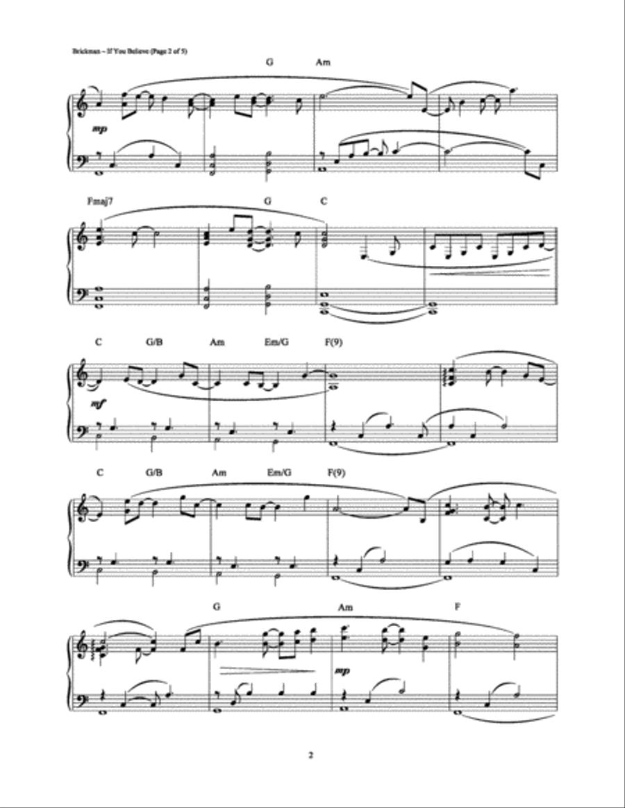 If You Believe If You Believe Piano Solo scores gallery preview page 2
