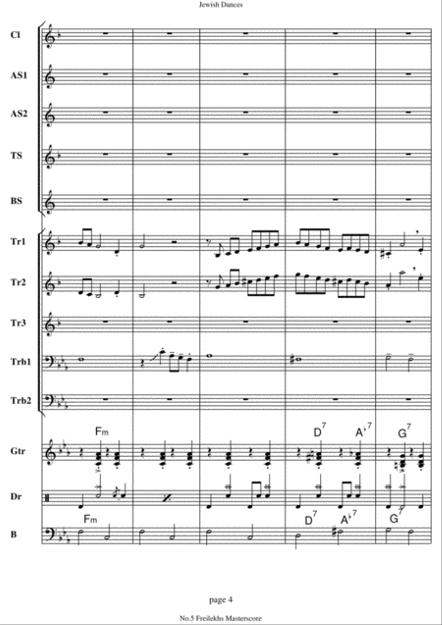 Jewish Dances. No.5, Freilekhs. Concert Band scores gallery preview page 4