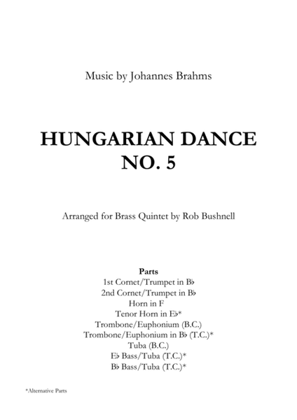 Hungarian Dance No.5 (Brahms) - Brass Quintet image number null
