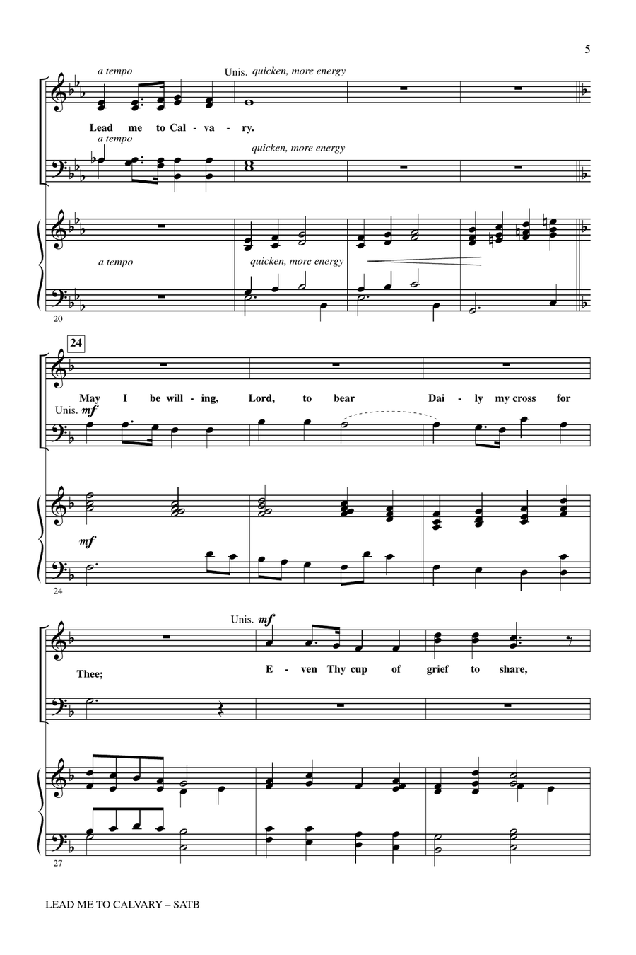 Lead Me To Calvary by Bob Burroughs 4-Part - Digital Sheet Music page 3