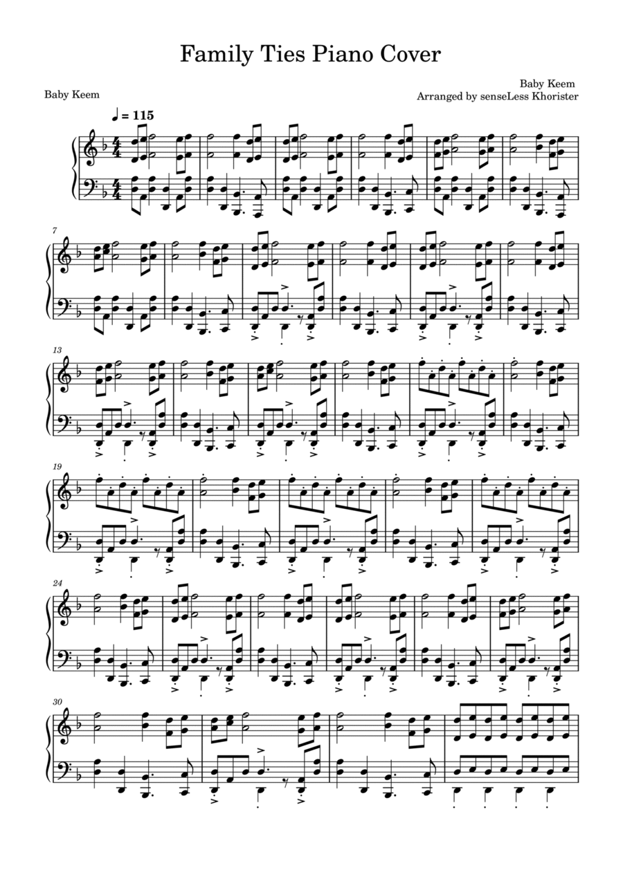 Family Ties (with Kendrick Lamar) Piano Solo scores gallery preview page 1